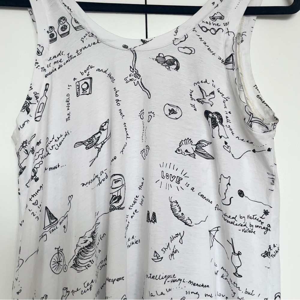 Zimmermann | White 100% cotton sleeveless mini dress black Illustrations | Sz M - Picture 4 of 7